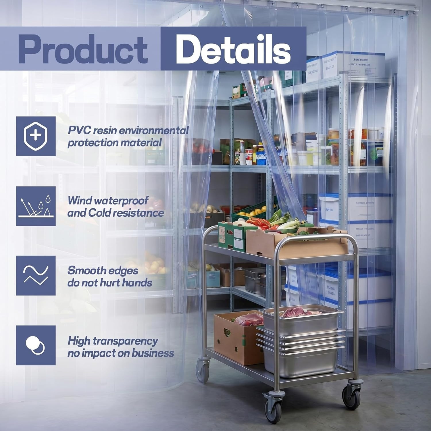 Clear Plastic Strip Door Curtain Kit 72×80 Inch for Coolers & Warehouses