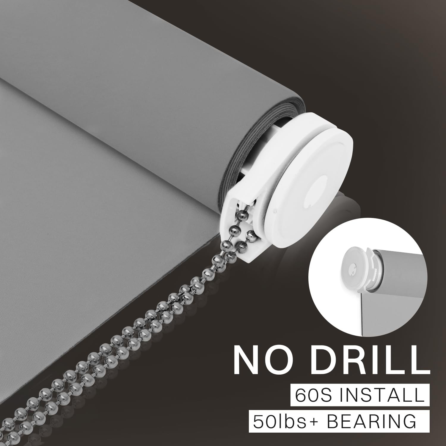 Hidpriva HP-BO-01 Grey Roller Shade 55″ W x 75″ H
