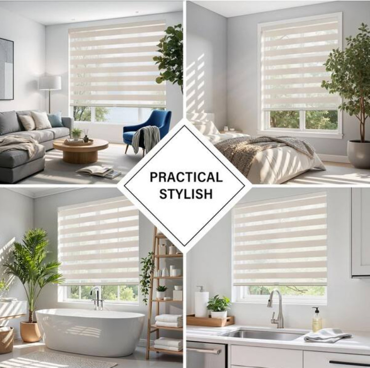 8x -AOSKY Zebra Blinds Cordless Shades-Dual Layer Light Filtering, 21 in x 72 in