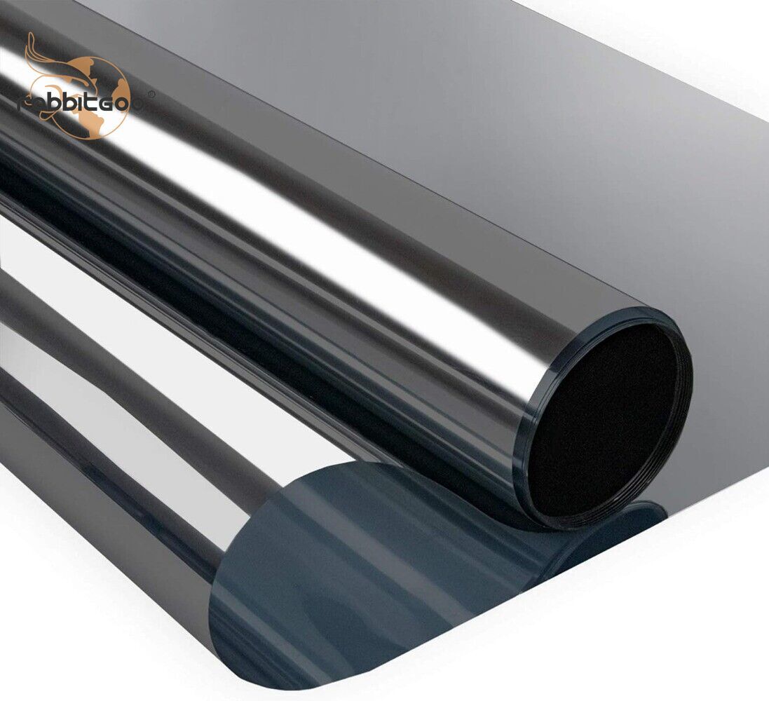 rabbitgoo One Way Mirror Window Film Heat Control Static Cling Black Silver