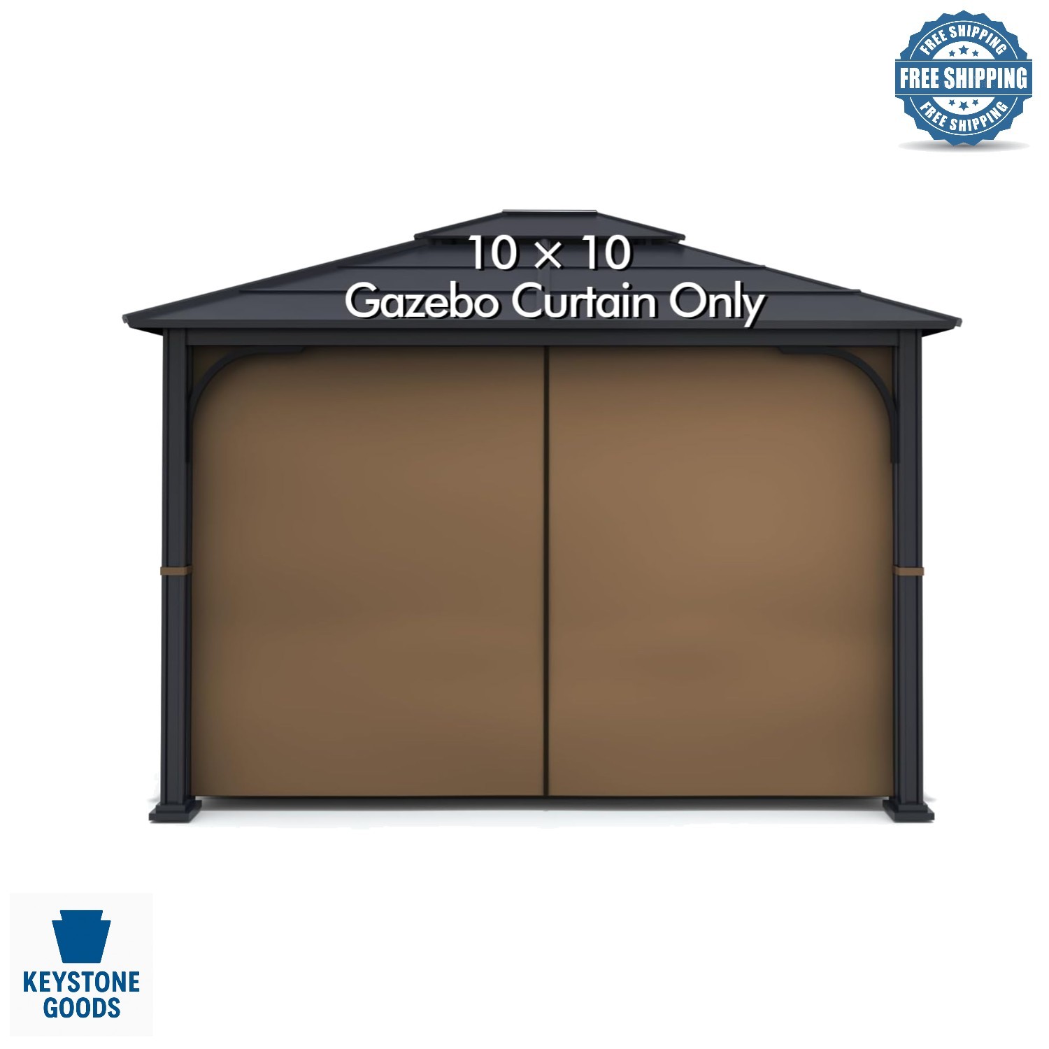 10×10 Brown Gazebo Privacy Curtain with Zipper – Water & UV Resistant