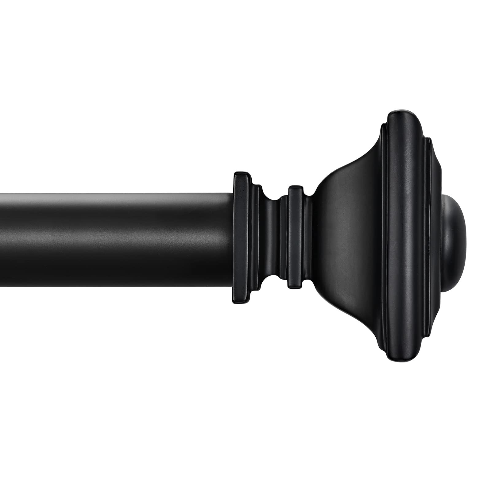 4884 Inch Black 1 Inch Adjustable Heavy Duty Curtain Rods Square Finials