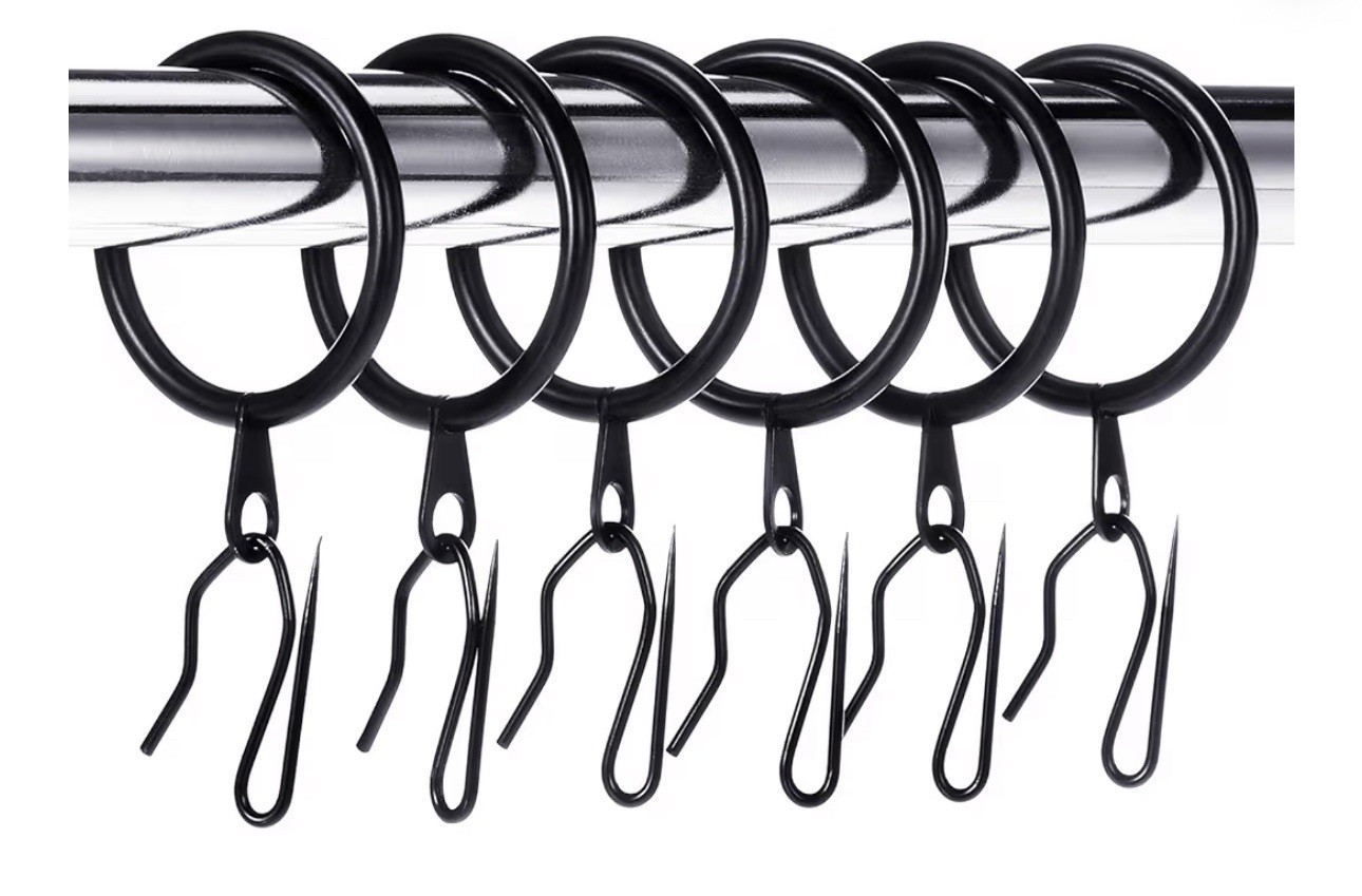 Hotop Black 24 Metal Curtain Rings 1.5 Inches Interior Diameter