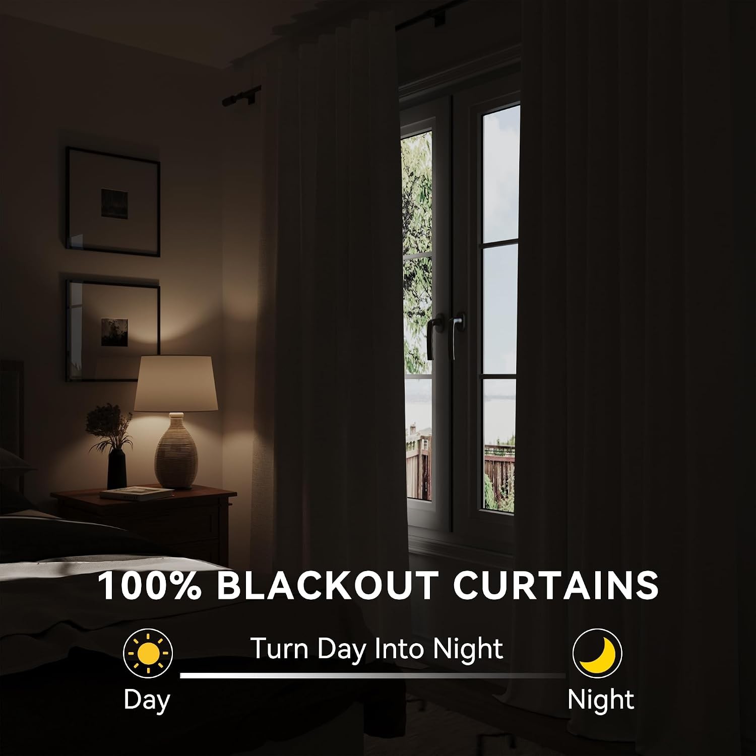 17ft 100% Blackout Curtains Pinch Pleated Double Layer Beige White Black Out