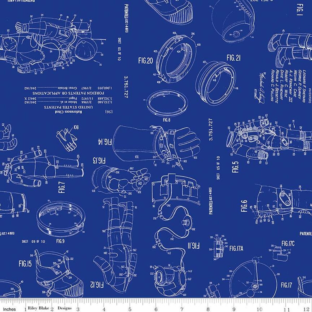 Curtain Valance – Outer Space by NASA Spacesuit Patent Blue Cotton