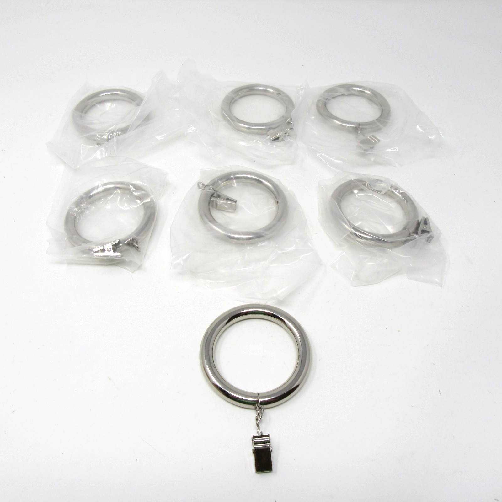 West Elm Polished Nickel Curtain Rings Oversized 2″ Set of 7 NEW open box