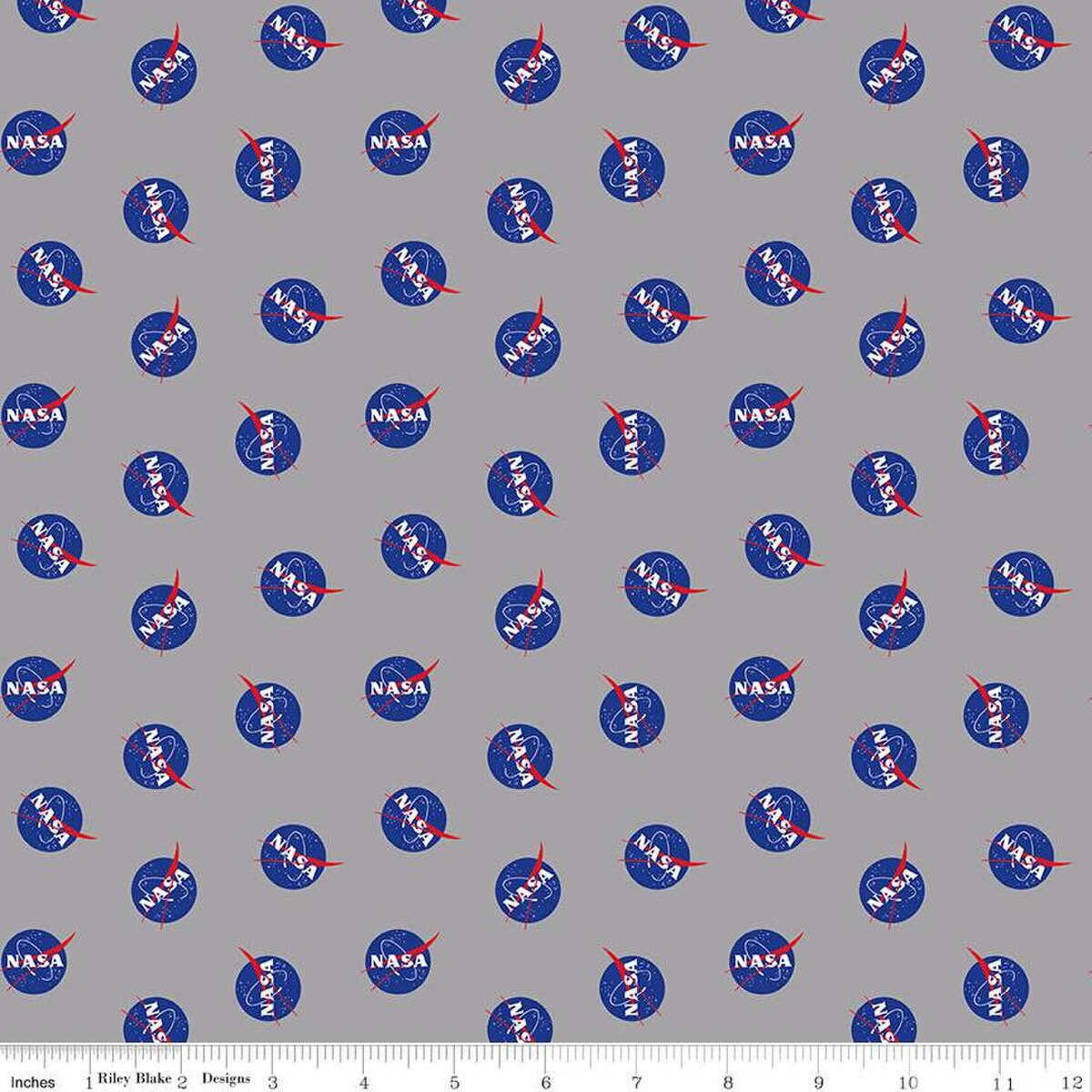 Curtain Valance – Outer Space by NASA Logo Toss Gray Cotton