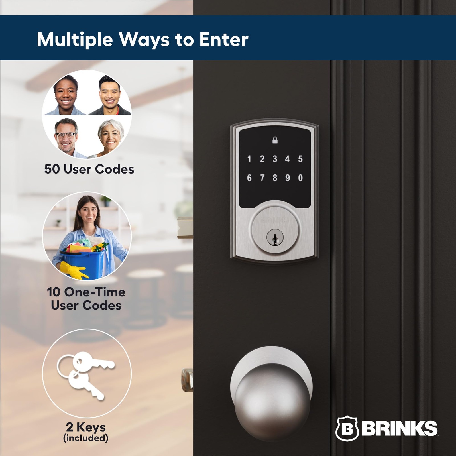 Brinks Keyless Entry Electronic Touchpad – Backlit Keypad Deadbolt
