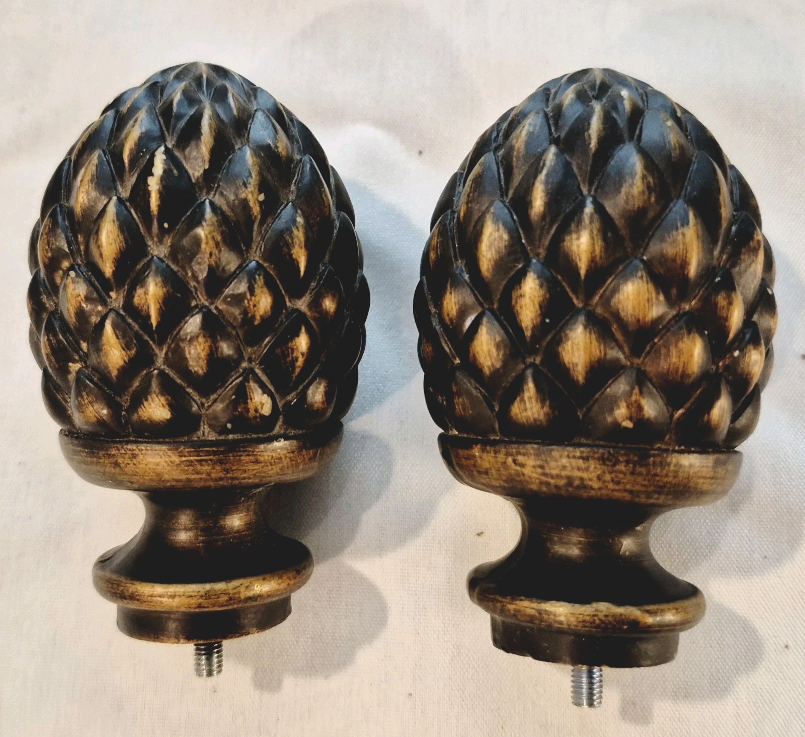 Wooden Pine Drapery Curtain Rod Finials Rod 2 Screw On