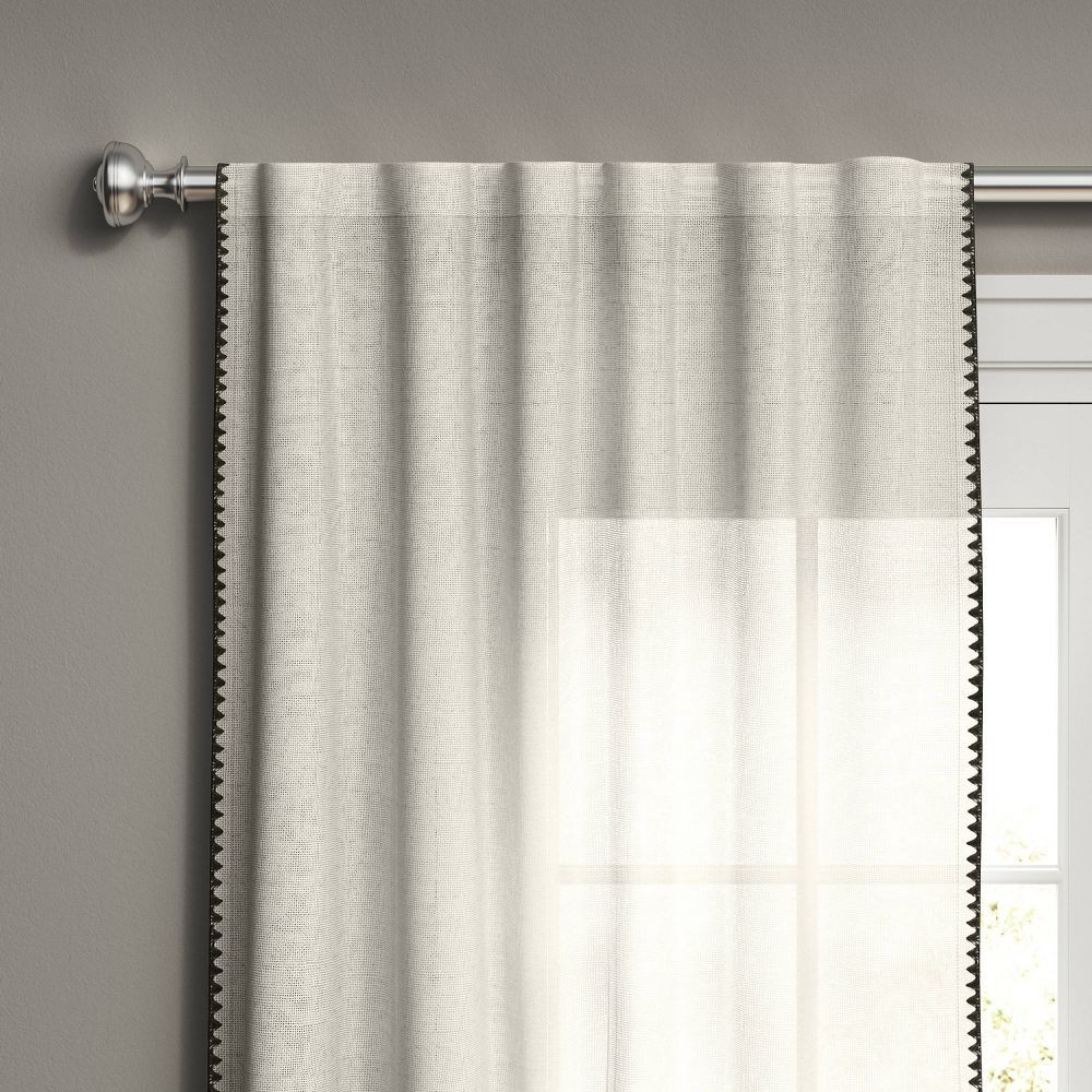 1pc 54″x95″ Light Filtering Stitched Edge Window Curtain Panel Off White –