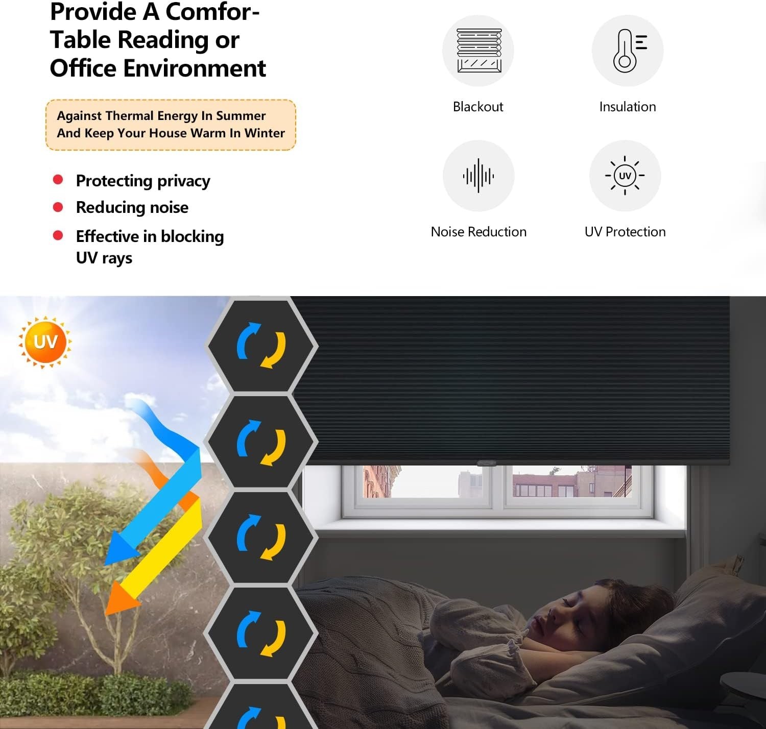LazBlinds Cordless Cellular Blackout Shades 35×48 Cream Honeycomb Window Blind