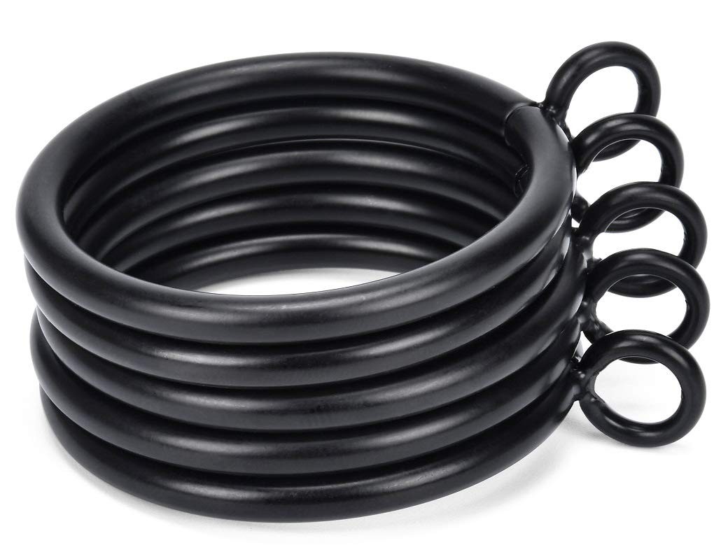 36 PCS 1.5Inch Inner Diameter Curtain Rings Eyelets Fits 11/4 Inch Rod Blk