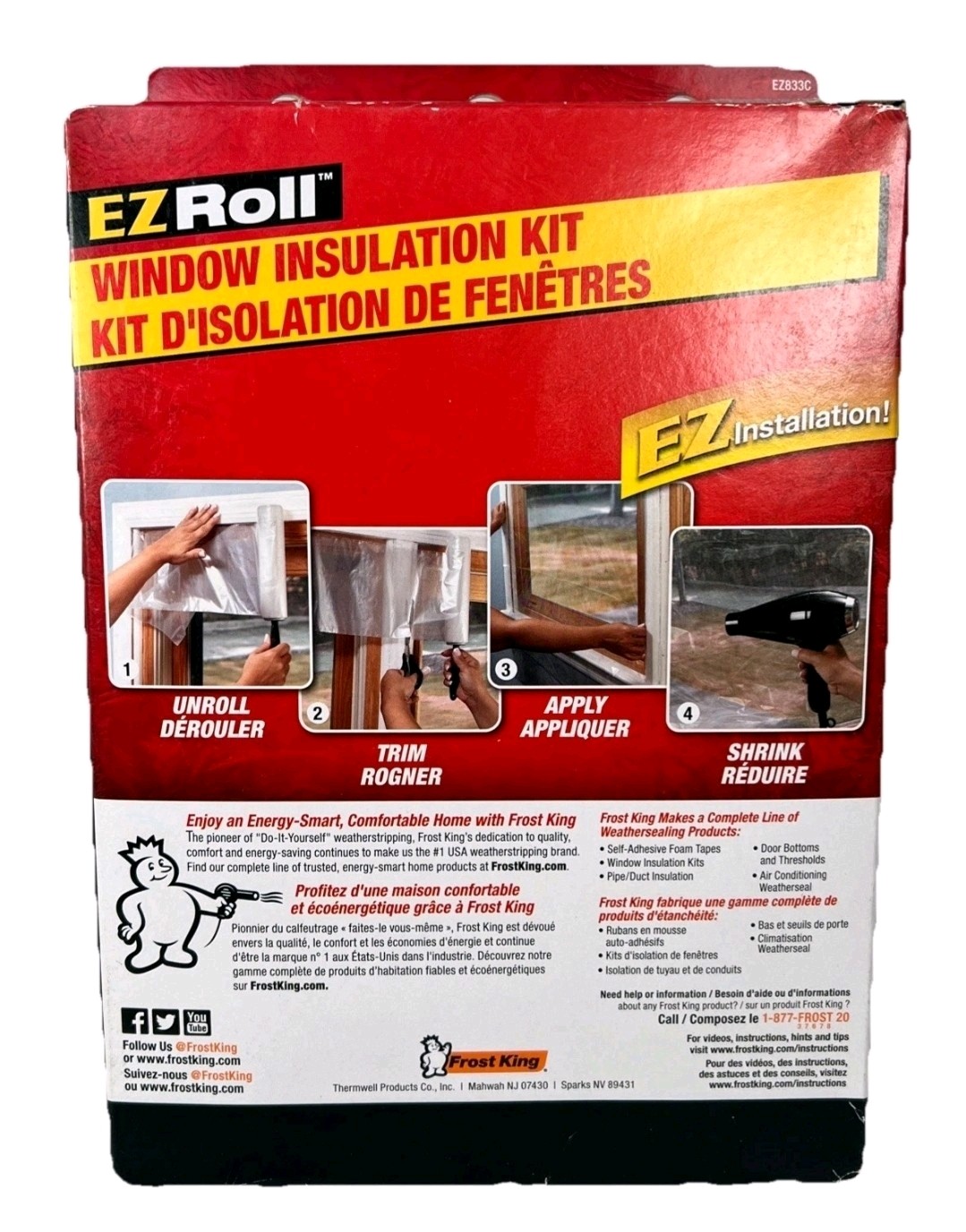 Frost King Window Insulation Indoor Shrink Kit 3 Pack 42” X 62” 1.5mil NIB