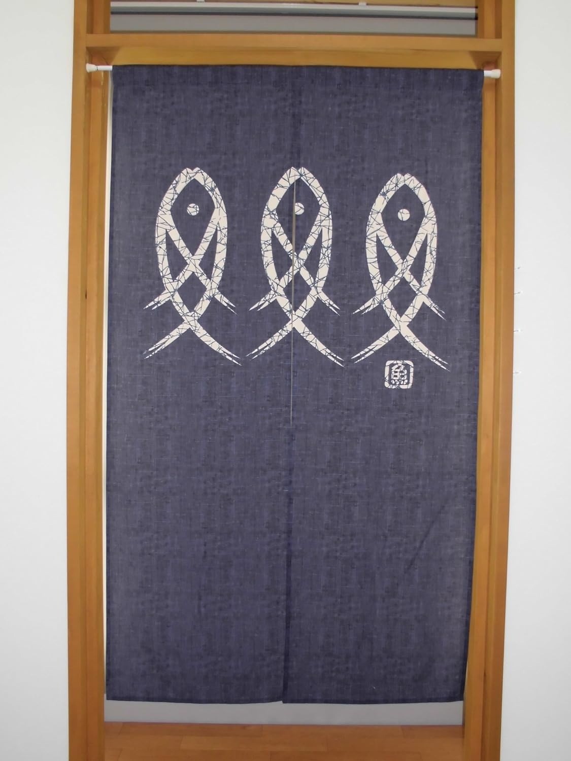 Japanese Noren Doorway Curtain Fish Indigo Blue Traditional Gift 85x150cm