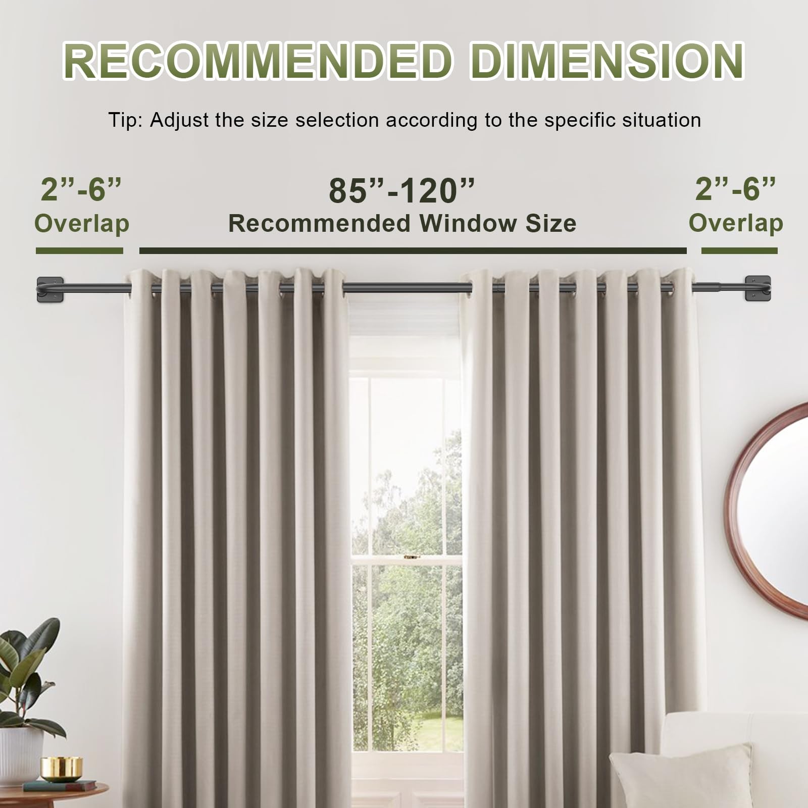 Curtain Rods for Windows 66 to 120, 5/8″ Blackout Wrap Around Curtain Rod Tel…