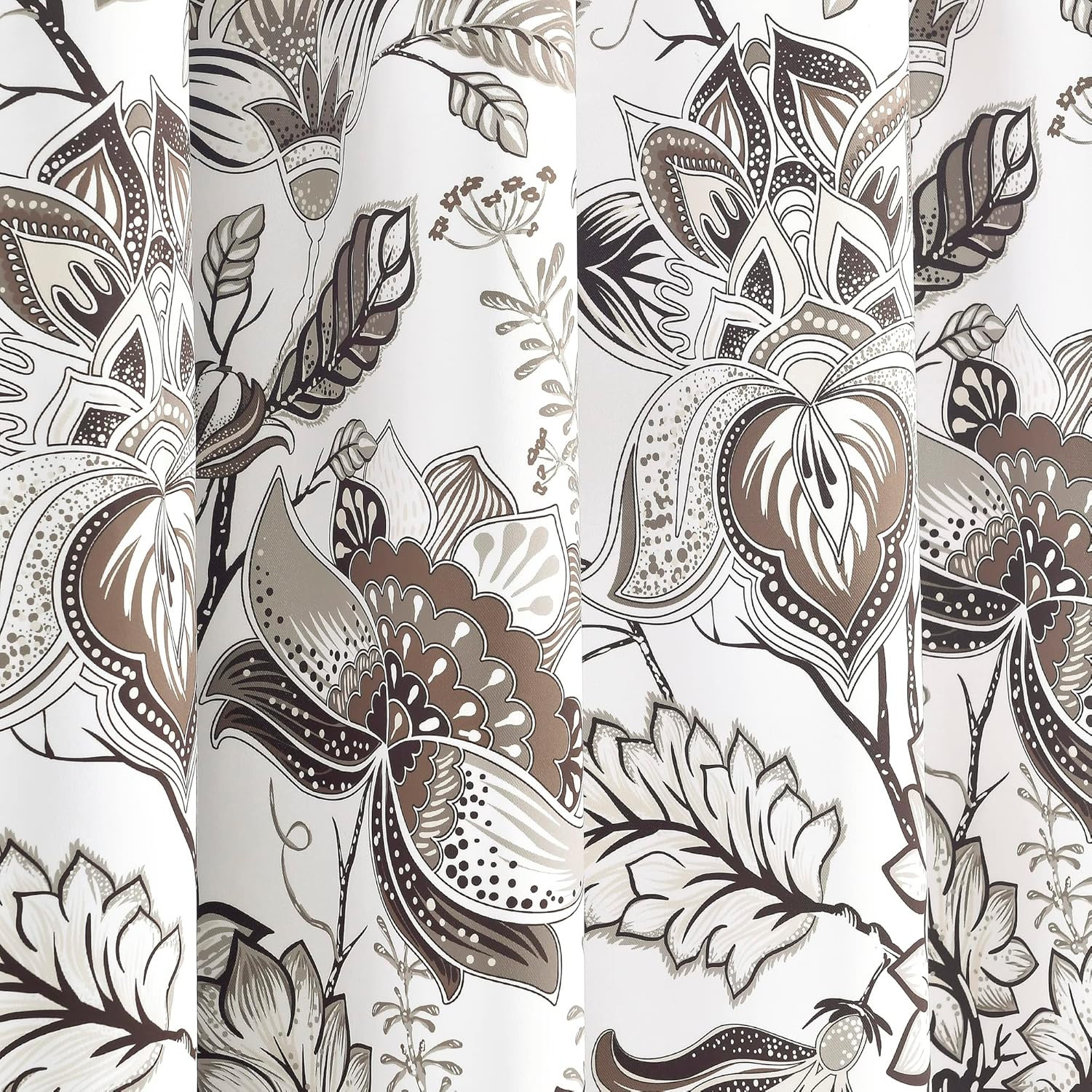 Cynthia Jacobean Light Filtering Curtain Panels, 84″ L x 52″ W, Neutral Pair