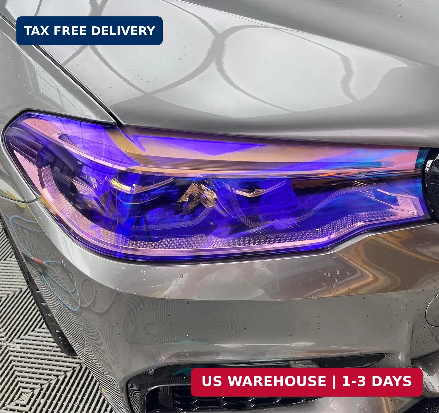 LZLRUN 12 by 48 inches Self Adhesive Auto Car Tint Chrome Chameleon Headlight Ta