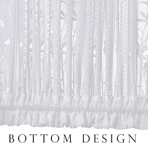 1 Piece Lace French Door Curtain Rod Pocket Boho Leaves 52″ x 40″ 1 pc White