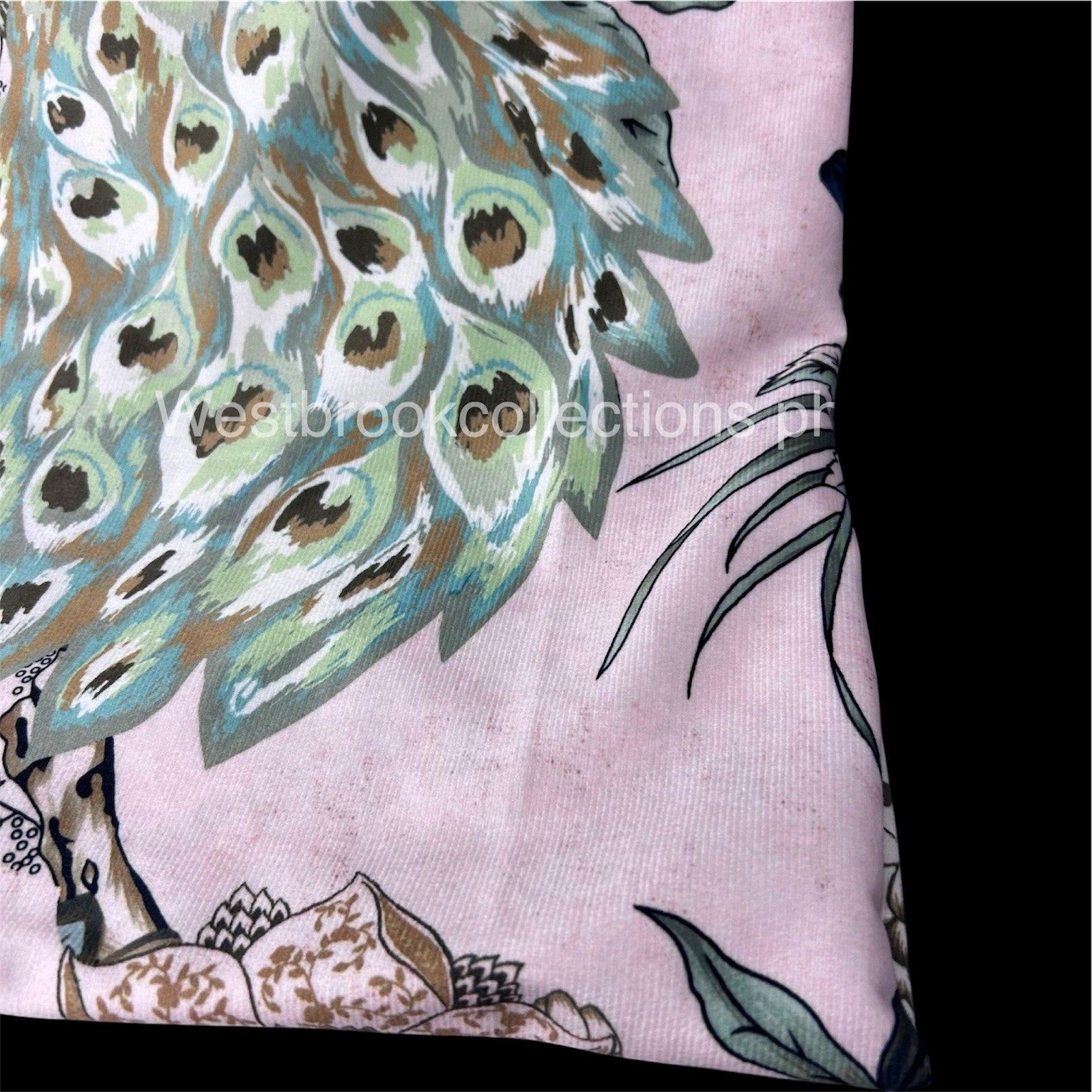 Callisto Home PEACOCK FLORAL Window Curtains 2 Panel Set Each 38×96″ LIGHT BLUSH