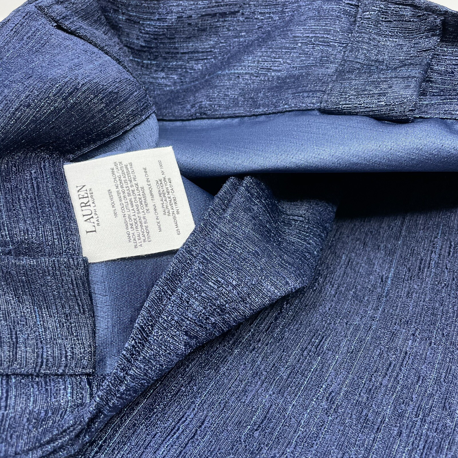 Ralph Lauren LEDA Indigo 52×84 Room Darkening Window Curtains 2 Back Tab Panels