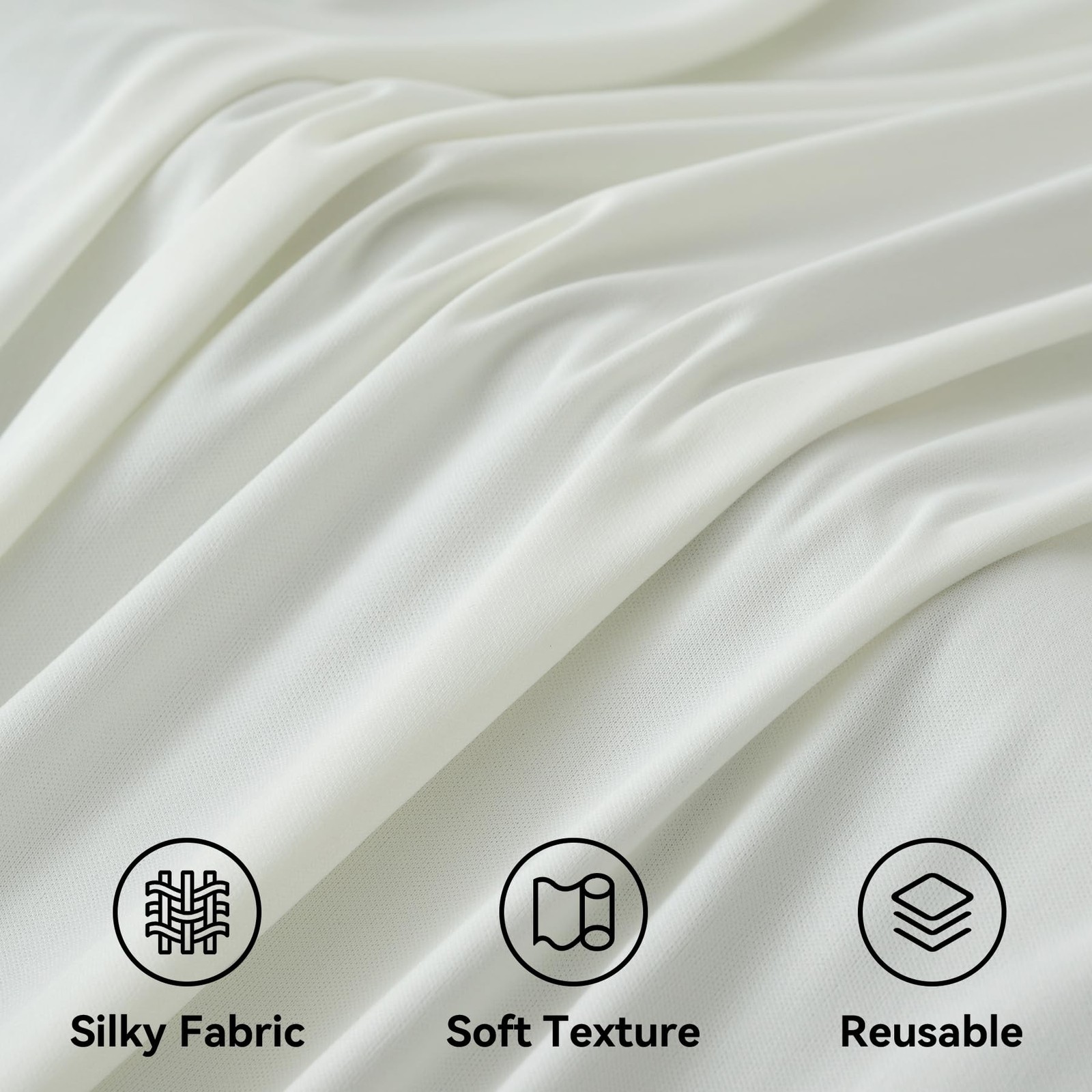 Htper 6 Panels 5x20ft Ivory Ceiling Drapes Wedding Parties, Wrinkle Thick