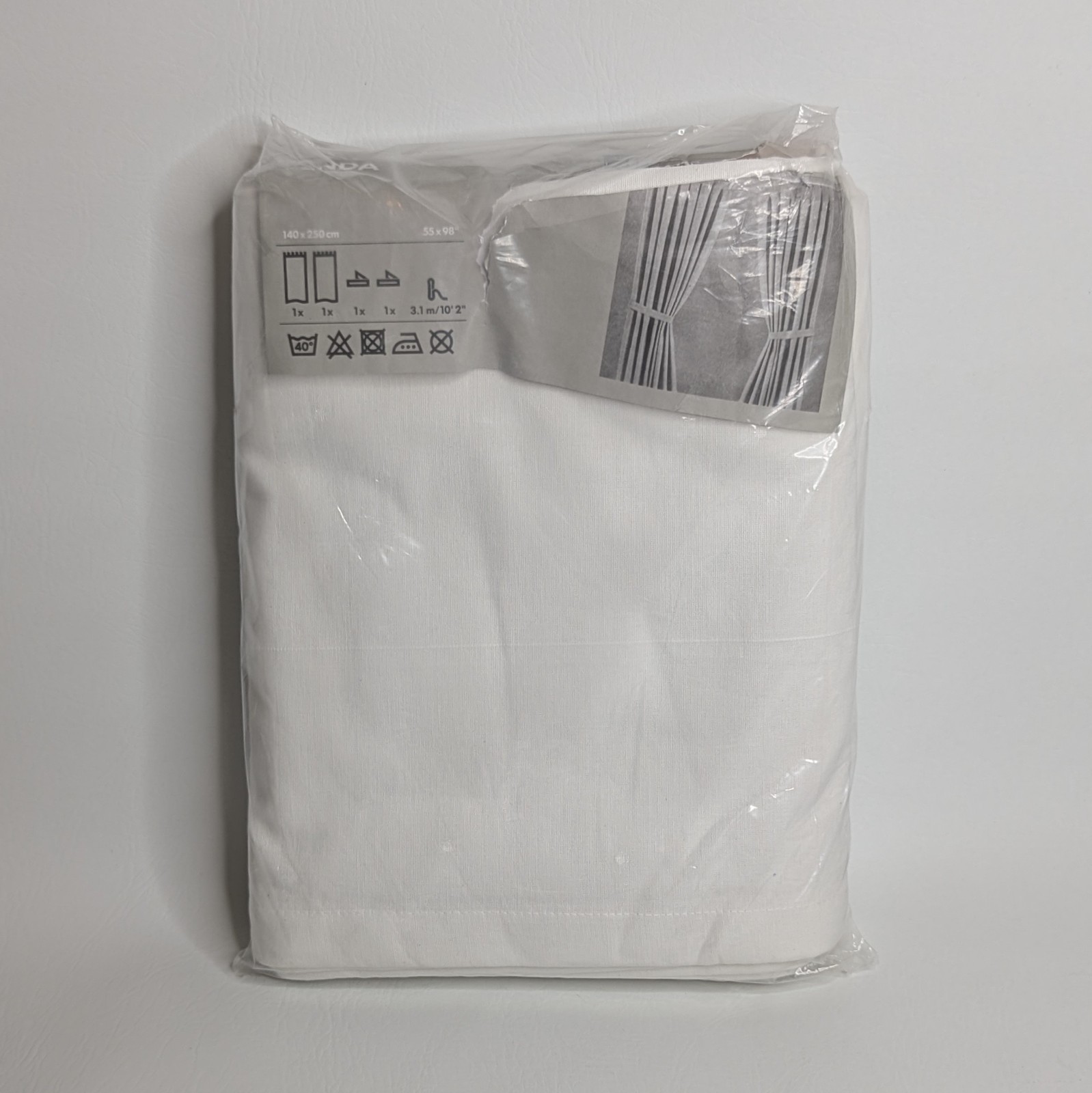 Ikea Lenda Curtains White 55″ x 98″ Set of 2 Panels Discontinued 301.119.78