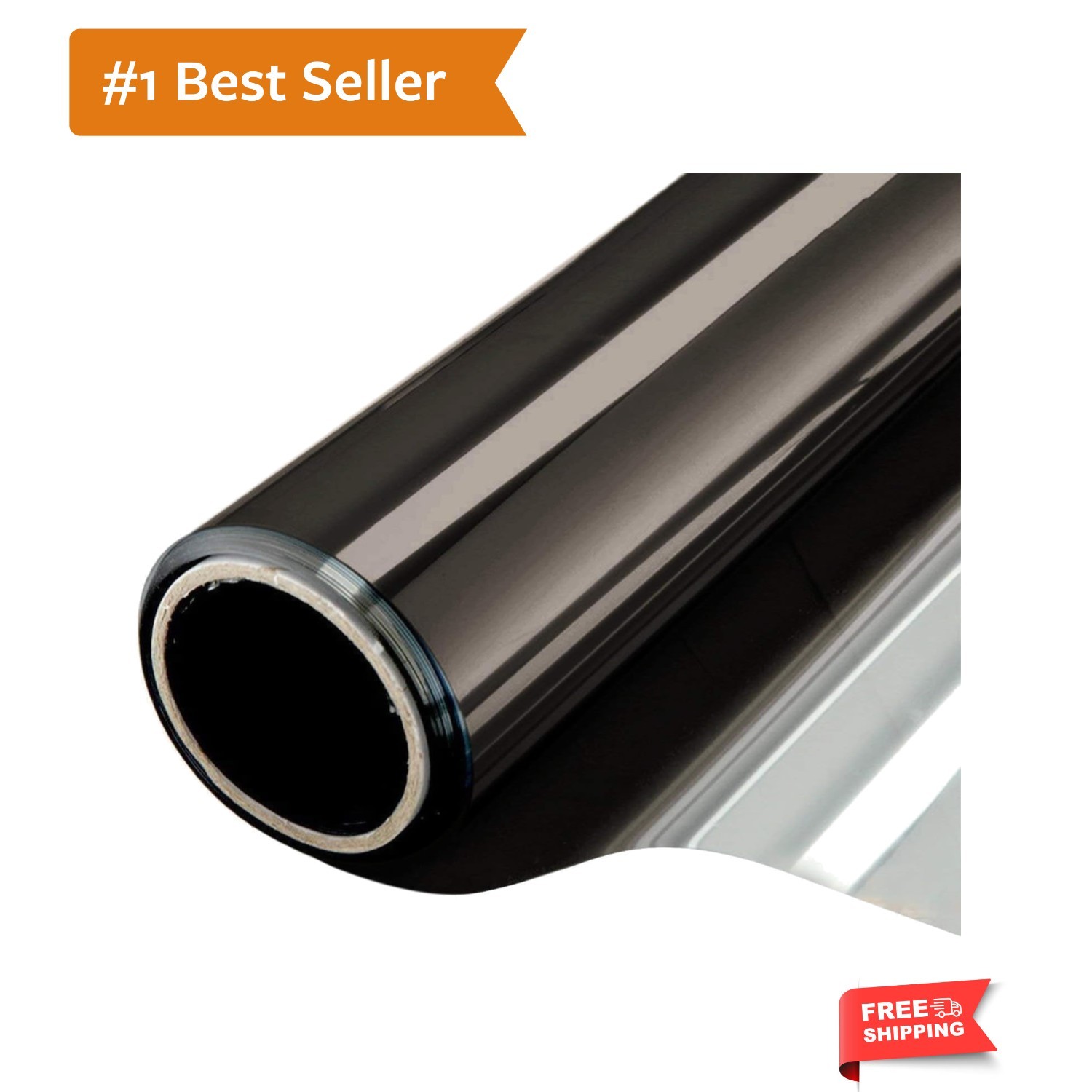 One Way Window Privacy Film – 11.8In x 7.2Ft Reflective Black Silver Tint