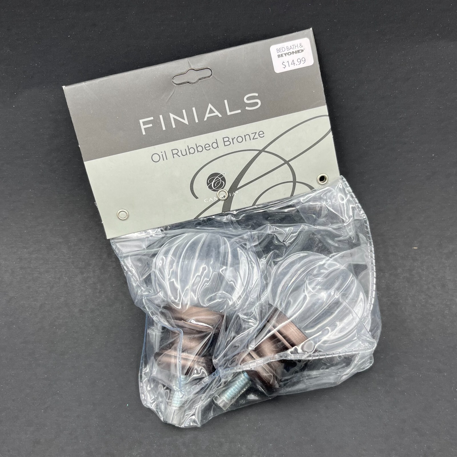 Oil Rubbed Bronze Clear Crystal Drapery Finials Cambria Classic 5/8 in Pack