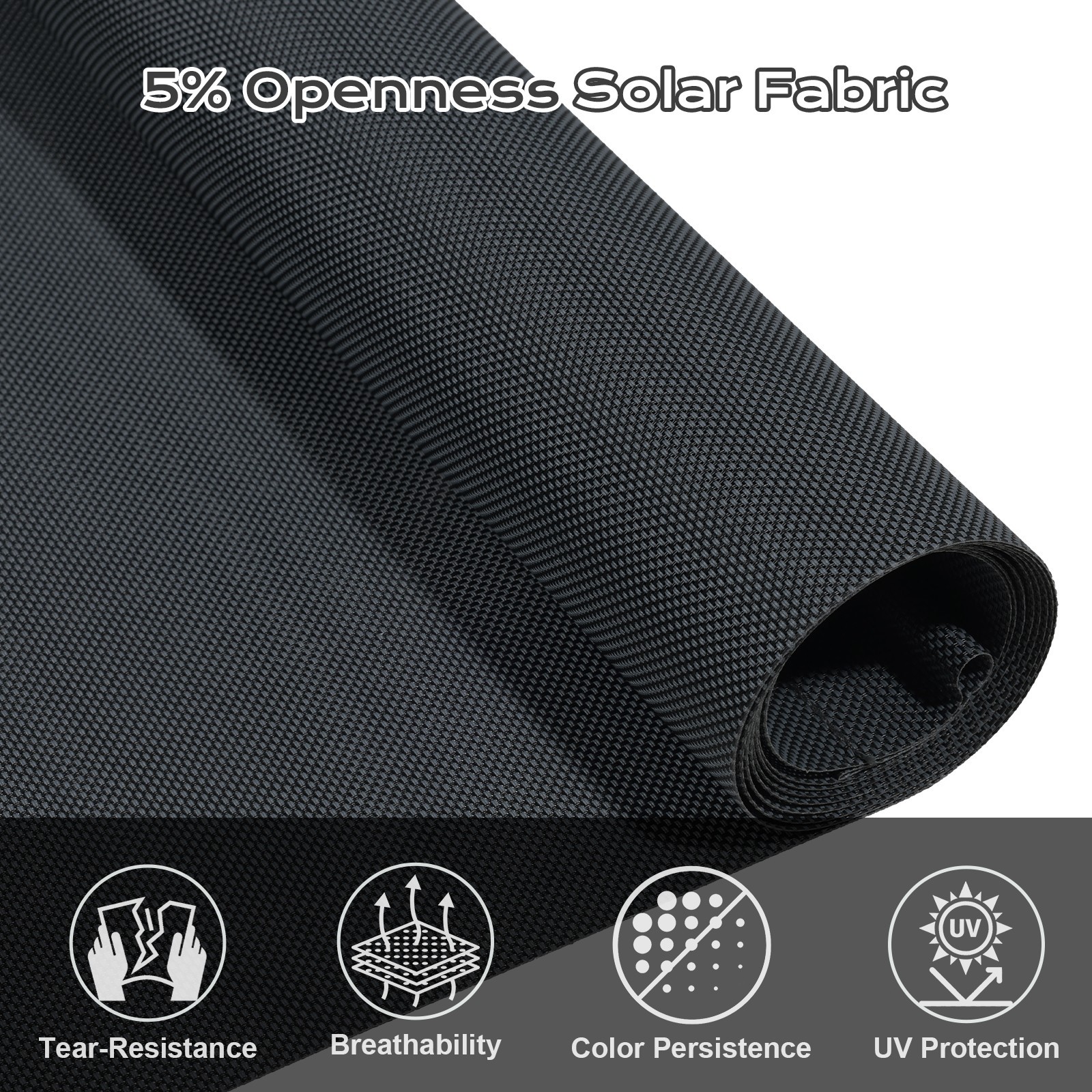 8ft (W) x 8ft (H) Outdoor Roller Shades 5% Openness Cordless Sun Roll up Shade