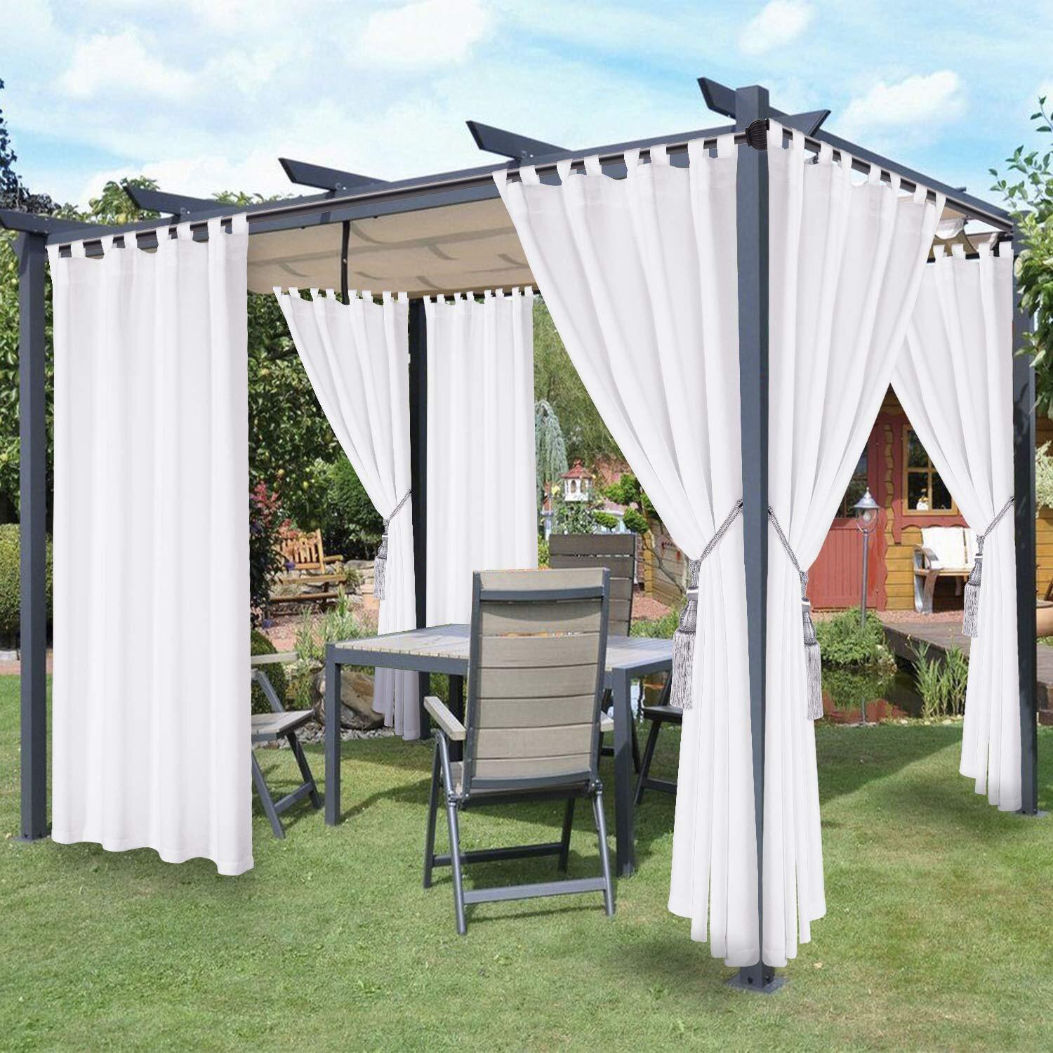 Waterproof Indoor/outdoor Curtains For Patio Thermal Insulated Sun Blocking Deta
