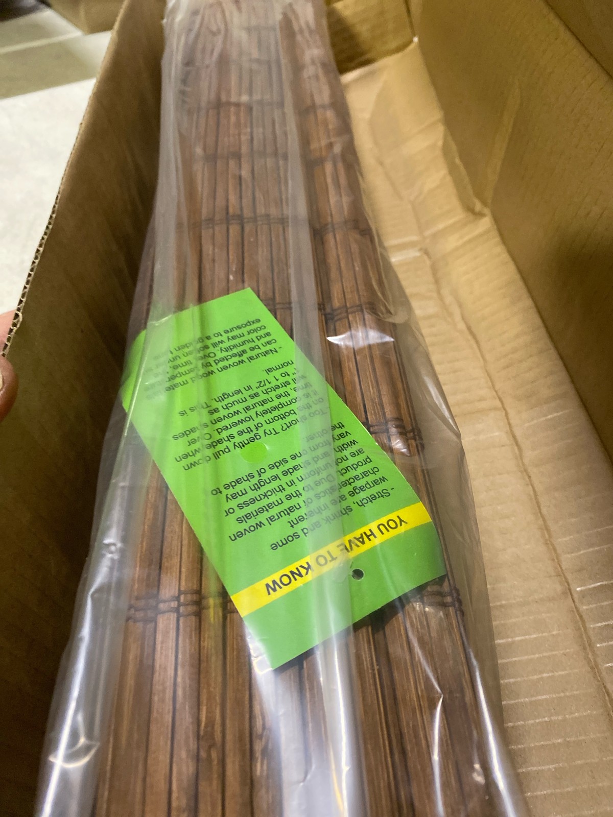Yellow YBRE2364 Bamboo Roman Shades, Cordless, 23×64 in., Coffee, Light Filterin