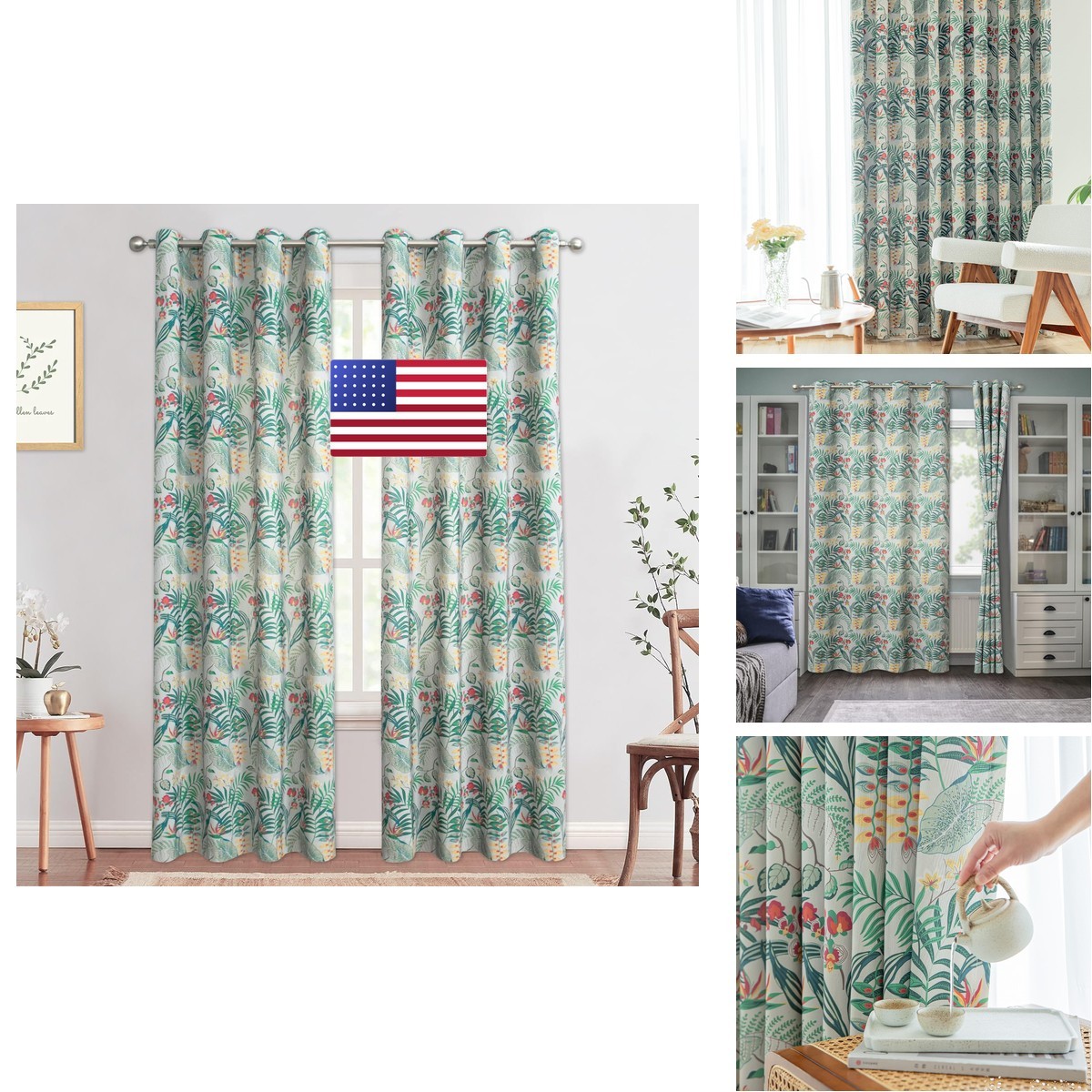 VOGOL Faux Linen Polyester Cotton Window Treatments 2 Panels 52 x 96 Inches