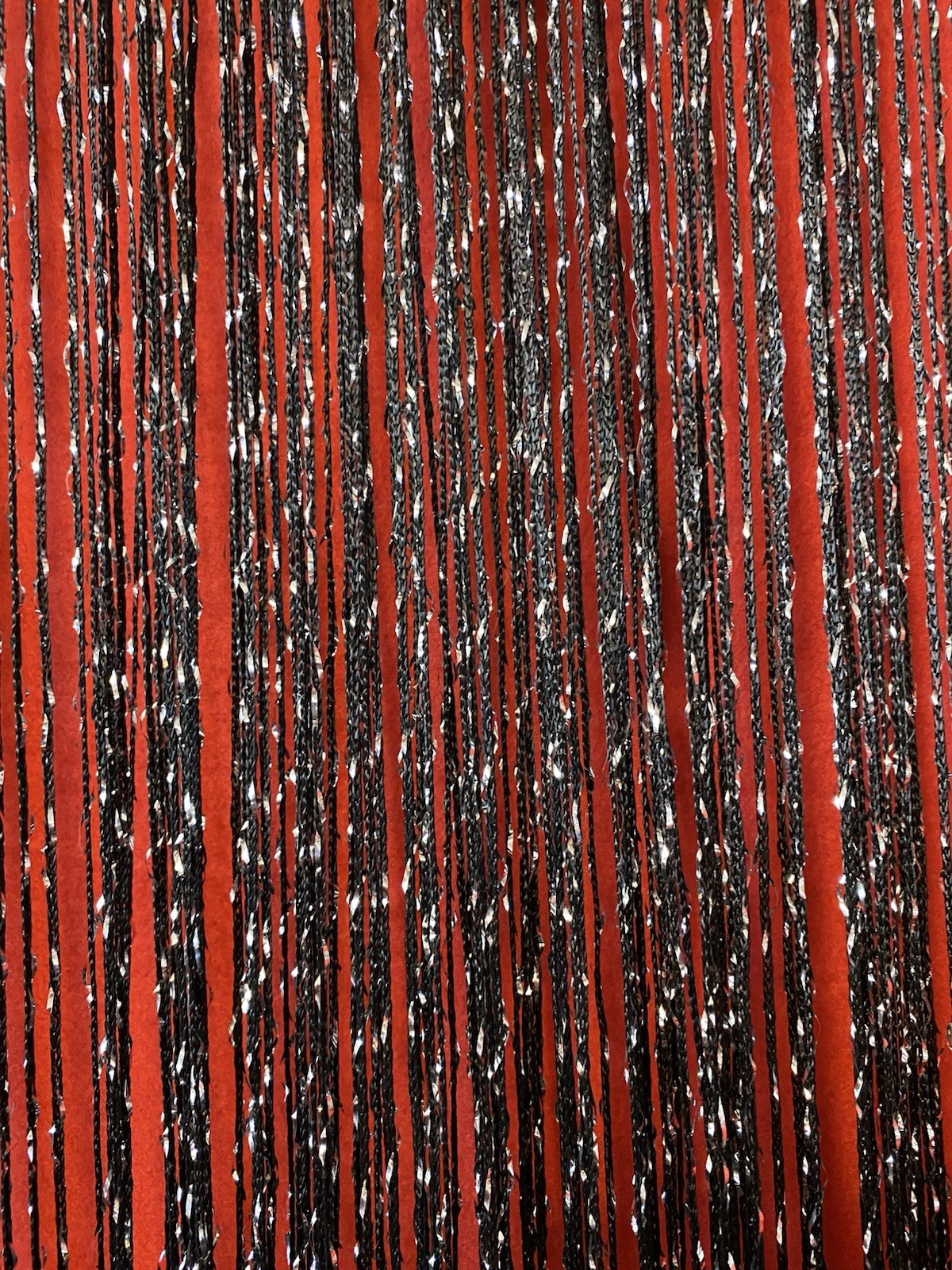 2 Black/Silver String Doorway Curtain Tassel Fringe – Totals 80” Wide X 72”Long