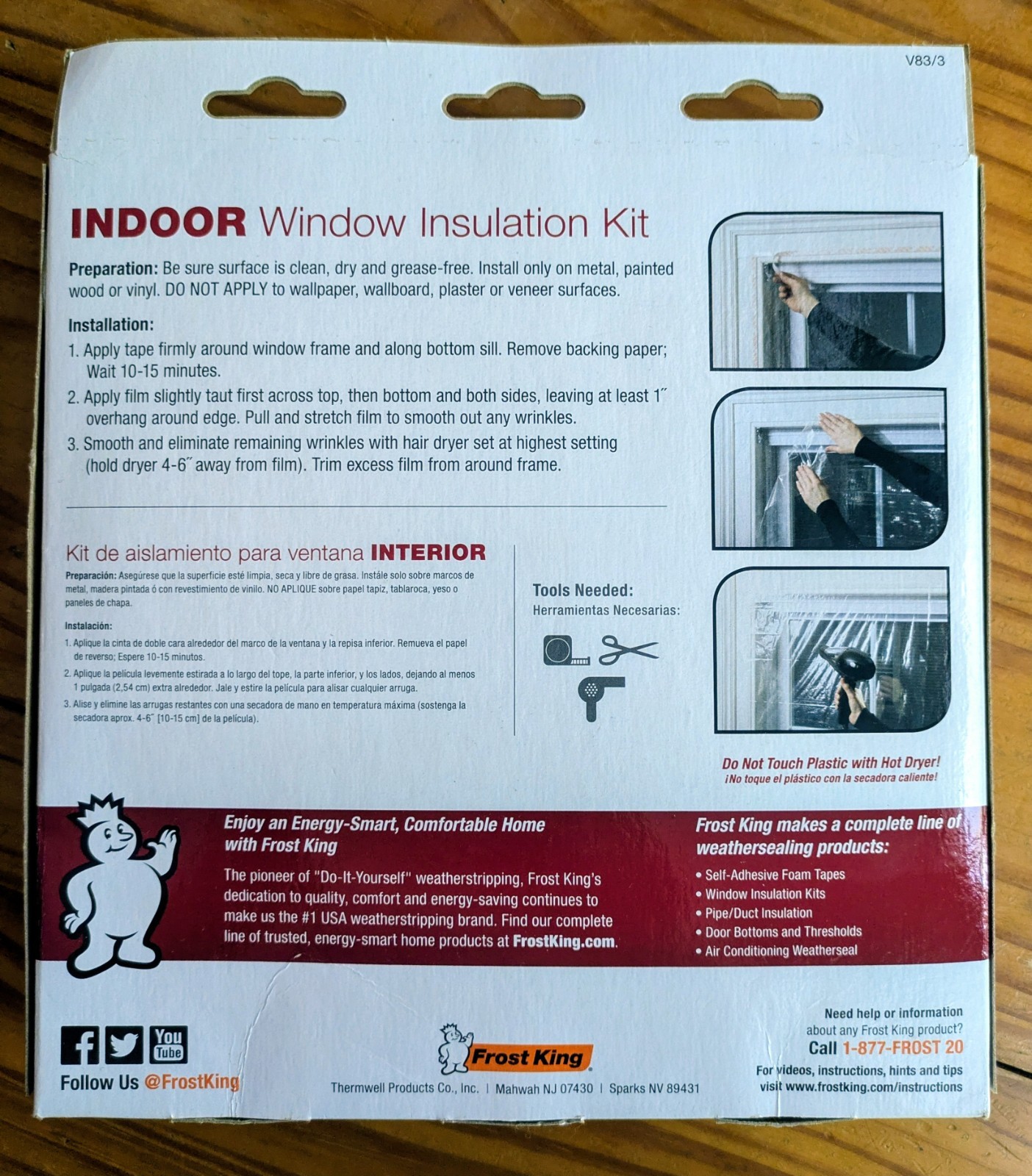 Frost King 42″ X62″ Window Insulation Kit Shrink Film Indoor Outdoor 1.5 Mil