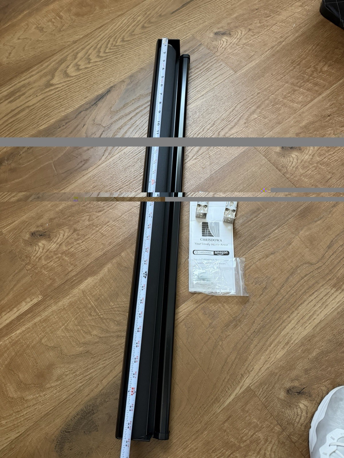 CHRISDOWA Black Roller Shade Curtain Track/Rail 72” with Mounting Brackets – New