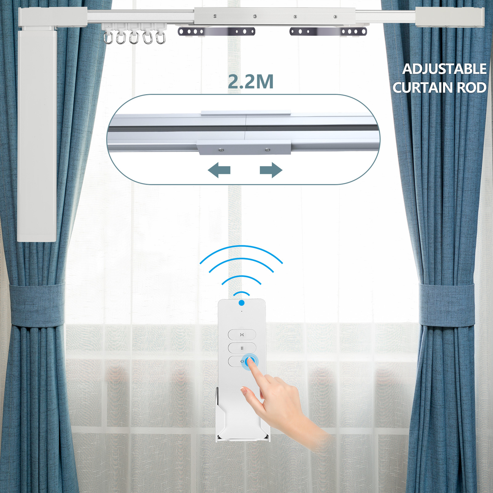 87″-244″ Motorized Curtain Track Motor Automatic Curtain Driver Wifi Remote