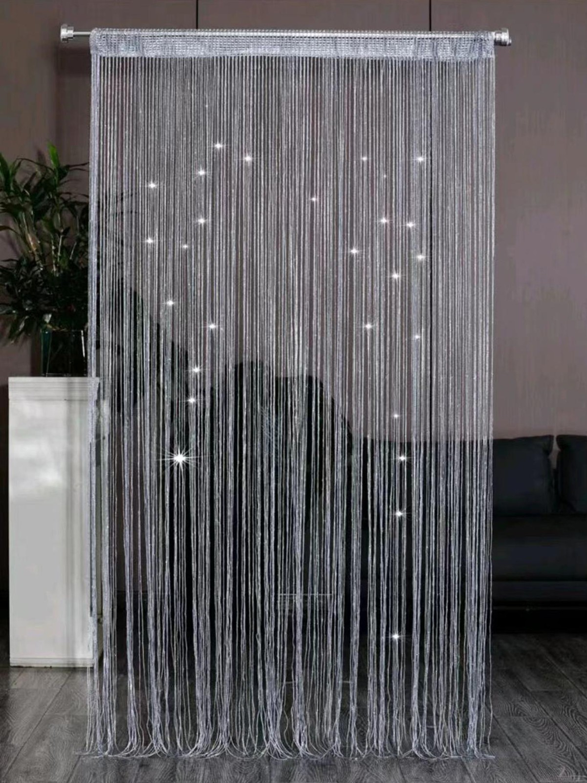 Silver Thread Beaded Curtain 100x200cm 2 Packs 4 Packs 300x300cm