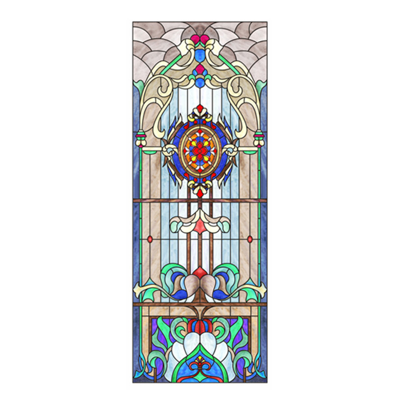 Luxury Retro Frosted Privacy Static Stained Church Window Film PVC Opaque Decor