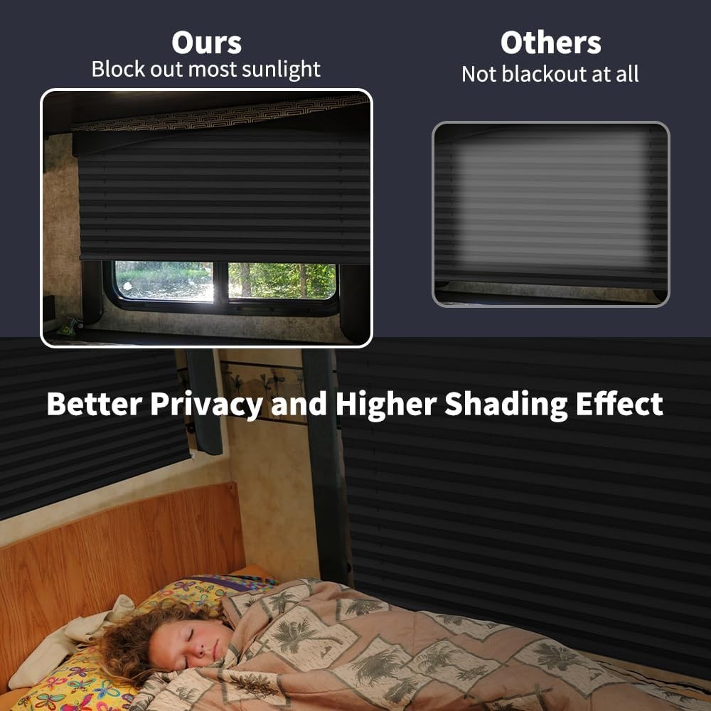 RV Blinds Camper Window Blackout Shades Curtains 50″ W x 32″ L w/Install