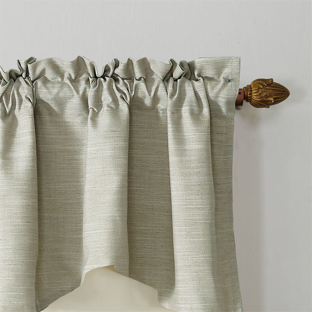 Gray Bedford Linen Blended Curtain Valances for Kitchen Living Room 60″W x 19″L