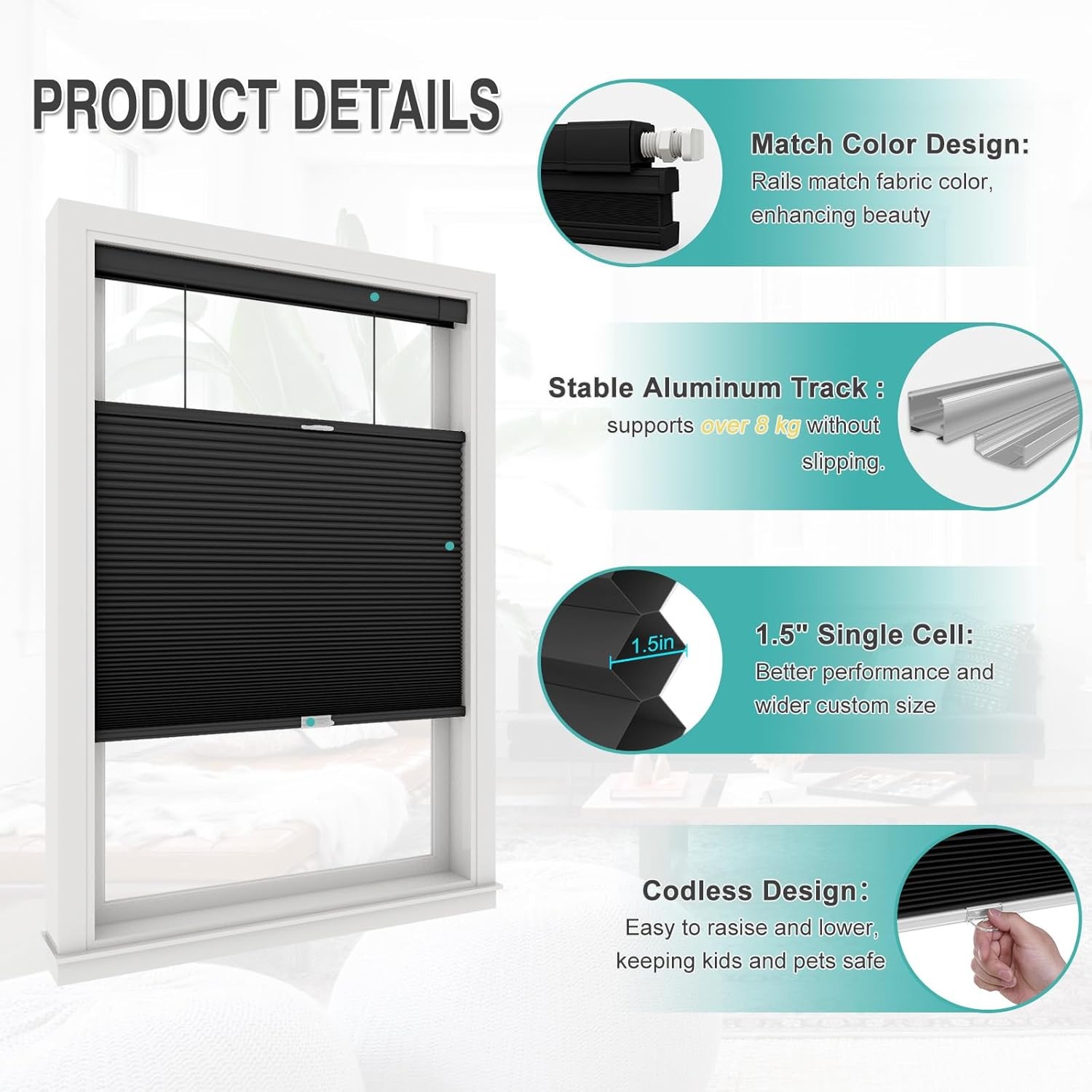 Light Filtering Cordless No Drill Top Down Bottom Up Cellular Shades Honeycomb