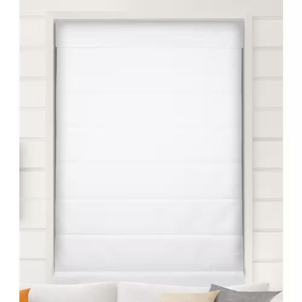 Pure White Cordless Top down Bottom up Room Darkening Fabric Roman Shades 34 In.