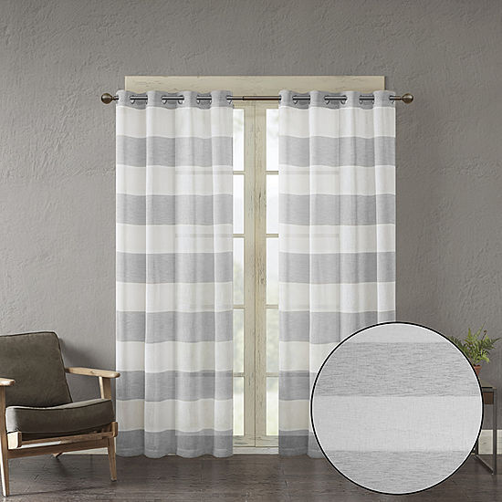 Urban Habitat Woven heavy Sheer Window Panels Grey white 50 x 84 inch Set of 2