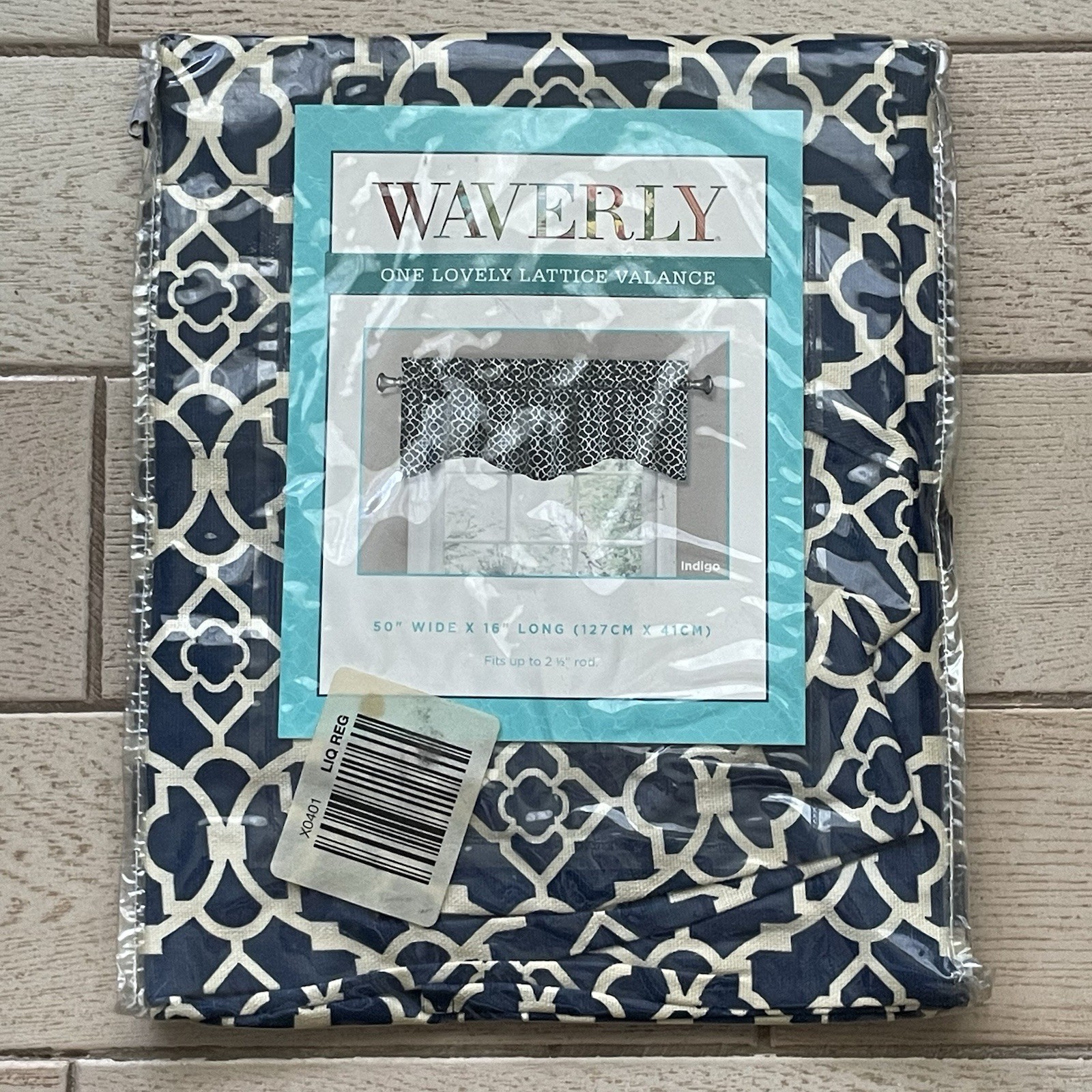 Waverly Lovely Lattice Wave Valance Indigo Blue 50×16