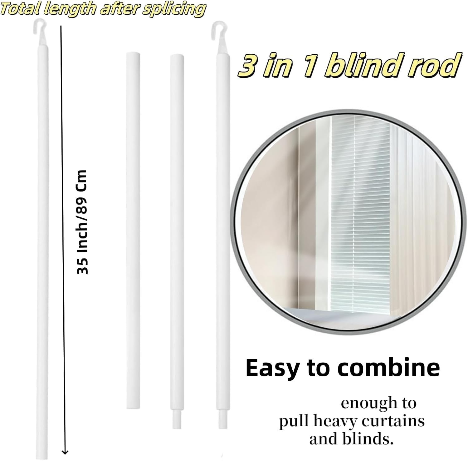 Plastics Wand for Blinds,35 Inches Vertical Blind Rods 1 Pcs Vertical Blind W…