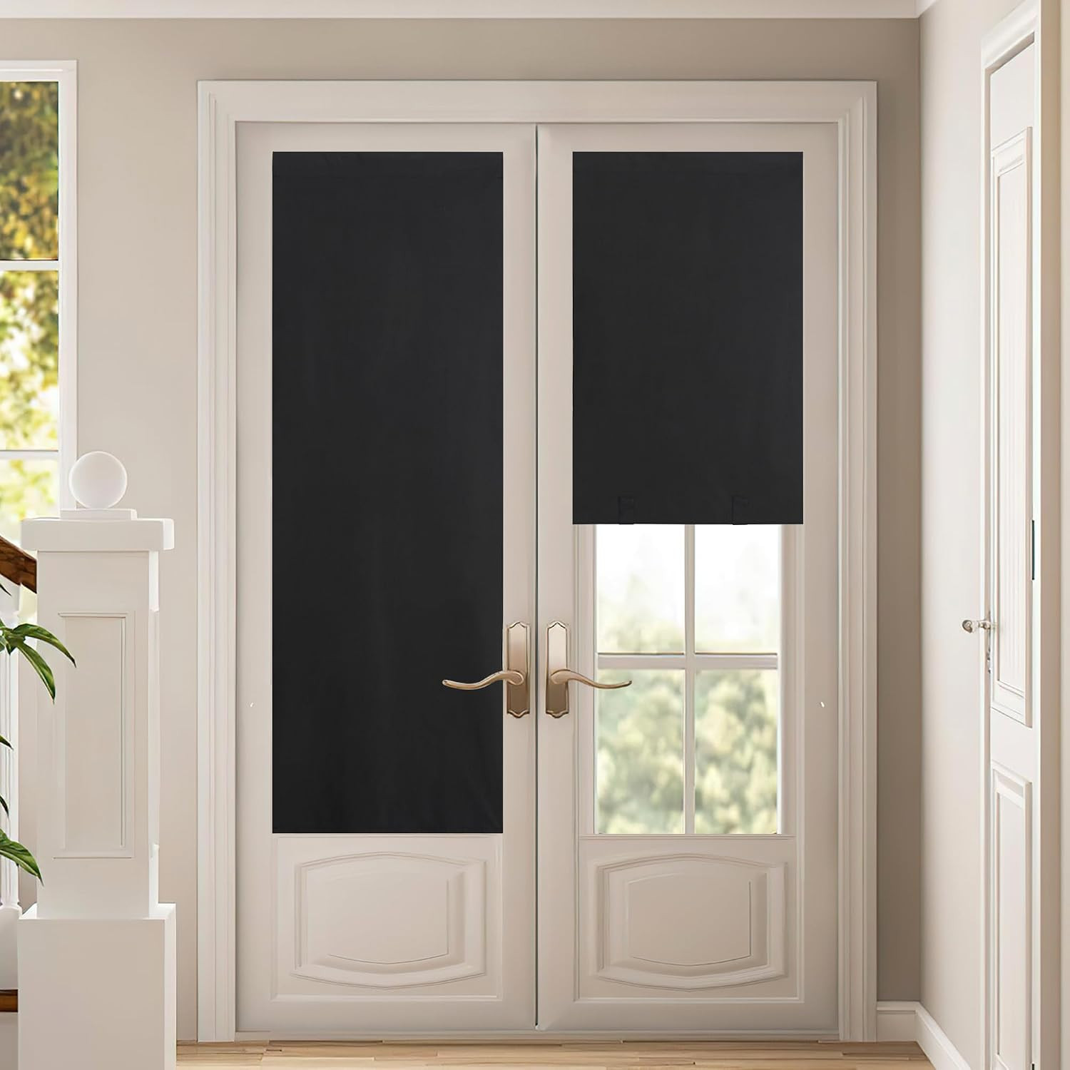Full Blackout Door Curtain for Cordless Roller Window | Light Control French Fro