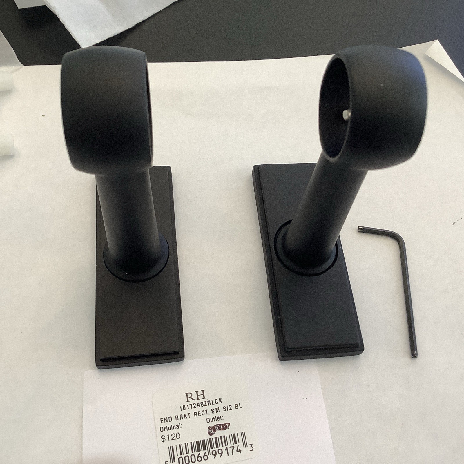 Restoration Hardware Easton End Bracket Rectangular Matte Black Small- Pair