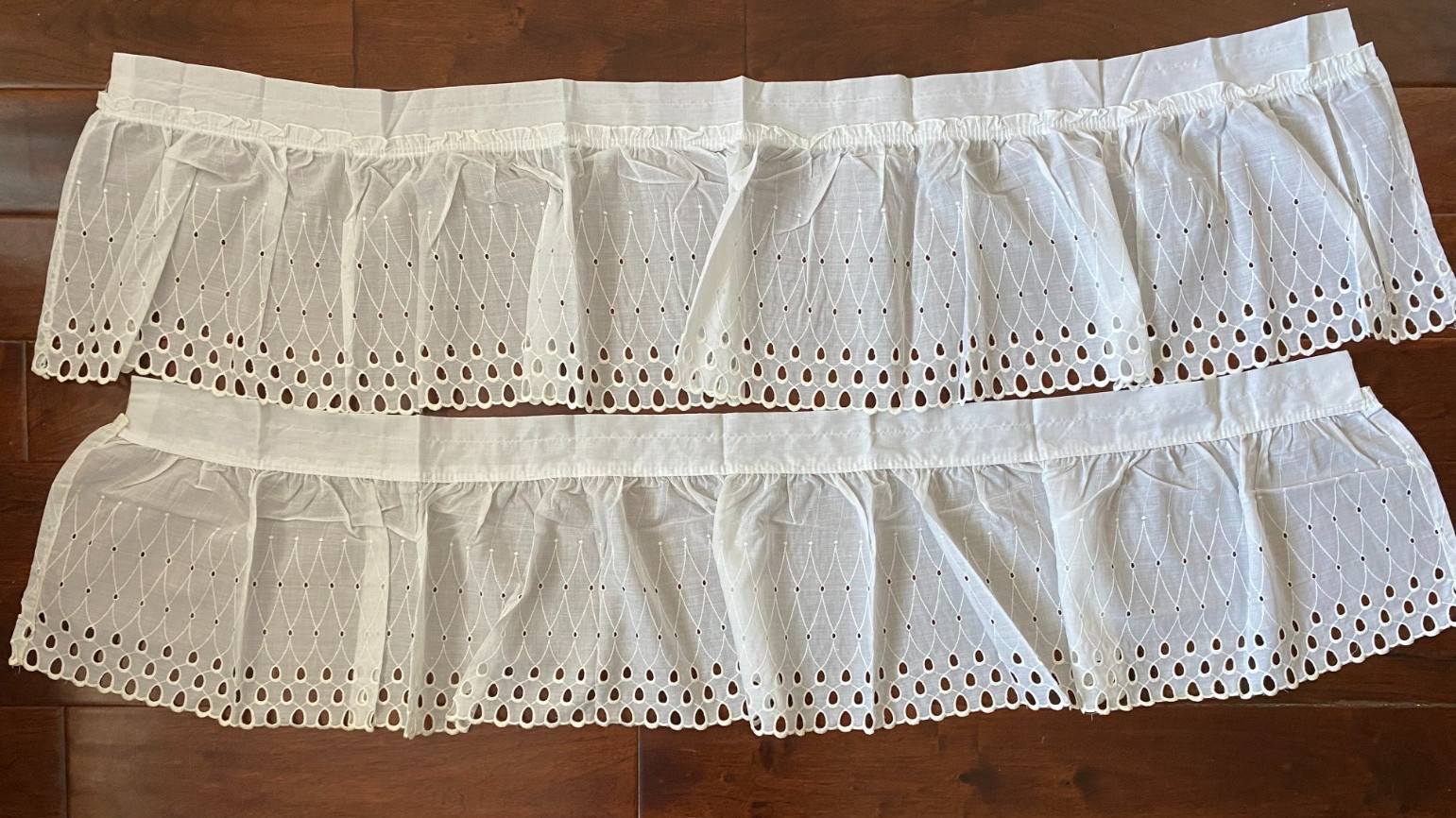 White Redi Prest No Iron Valence Curtains 51″ x 12″ set of 2 50% Poly, 50% Rayon