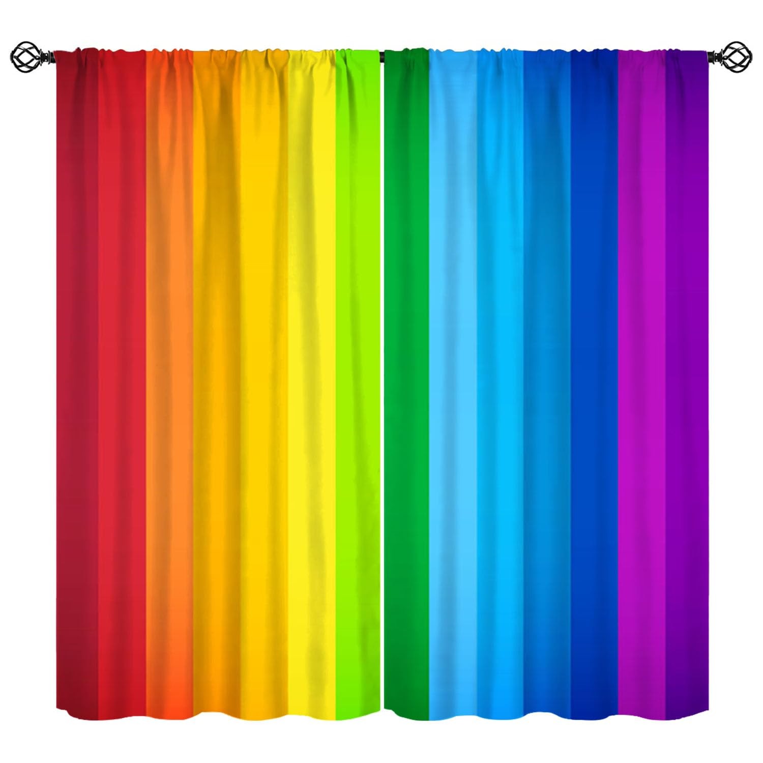 Colored Rainbow Window Curtains for , Abstract Rainbow Perspective Window Tre…