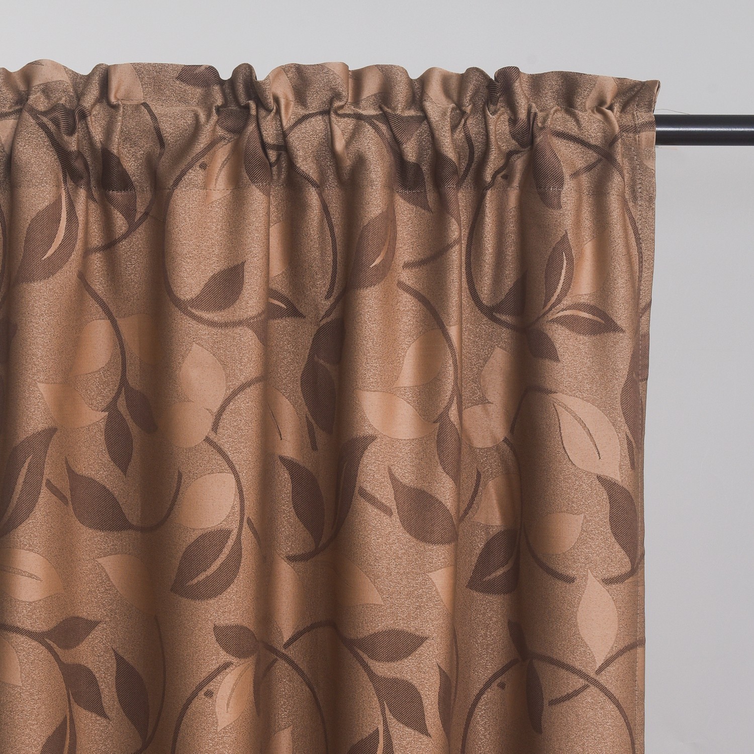 3 Panels Floral Sheer Curtains, Rod Pocket Cafe Voile Drapes, coffee